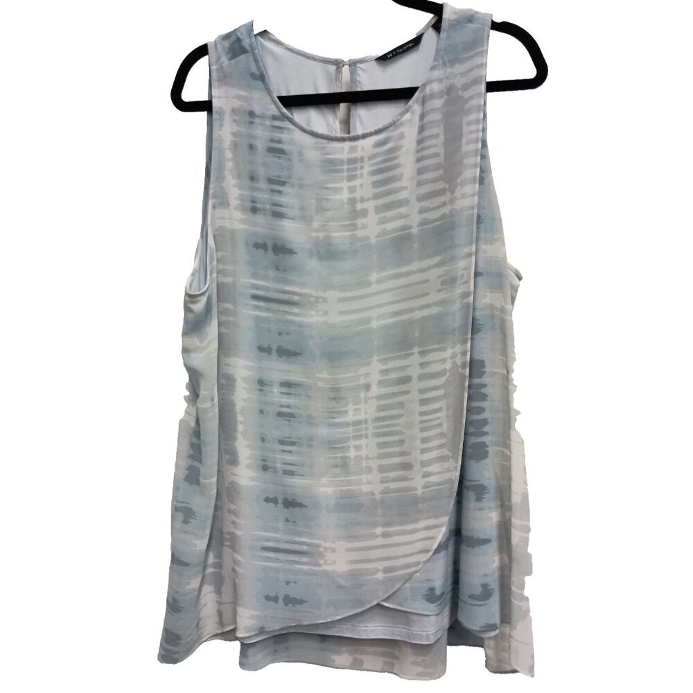 H By Halston Womens Tank Top Size XL Gray Tie Dye Layered Romantic Flowy